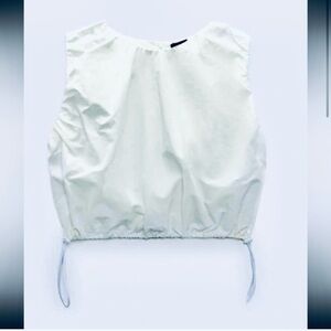 Zara White Puffy Nylon parachute sleeveless crop top Size XS